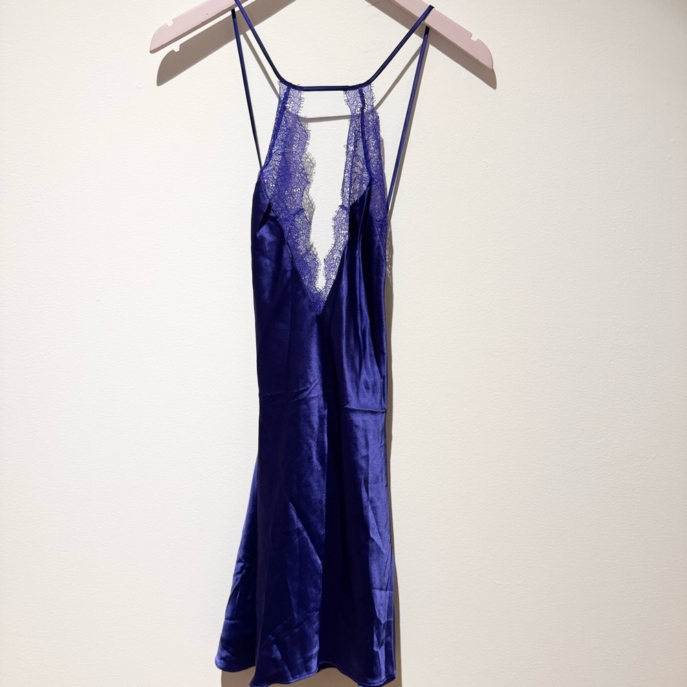 VICTORIA’S SECRET | NWT Purple Satin Lace Slip Dress Chemise M